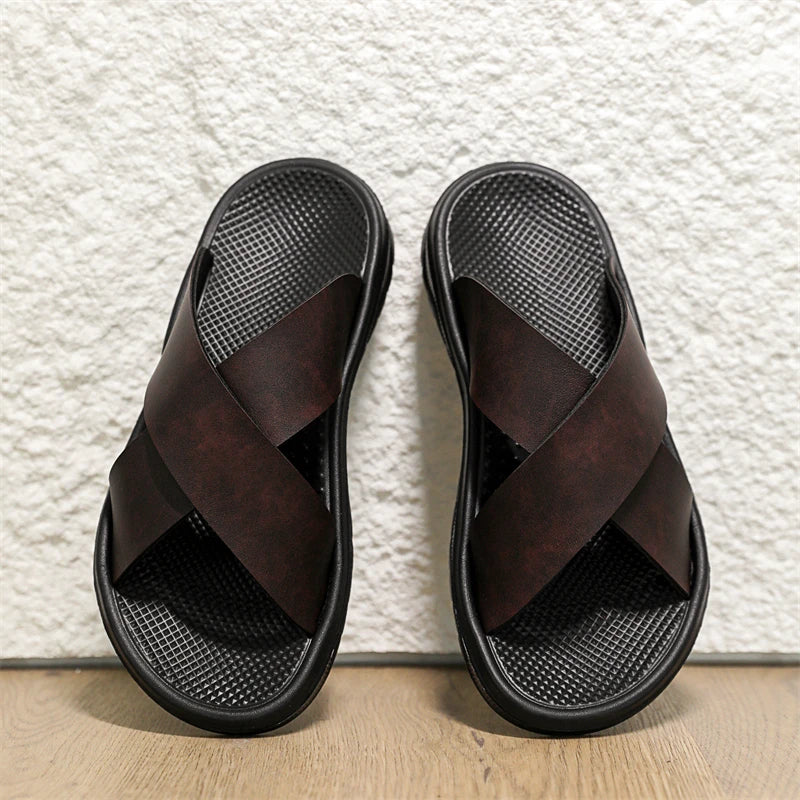 Men's Summer Slides Crossover Slippers Sandals