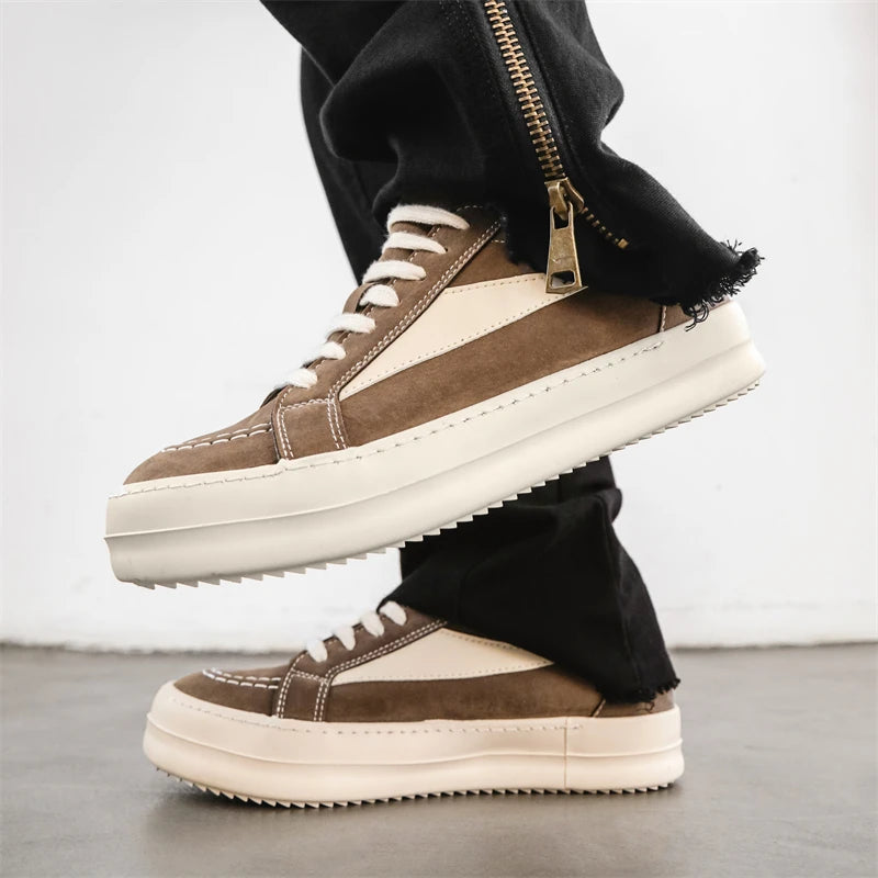 Men's Vulcanized Sneakers - Lace-Up Skateboarding Shoes