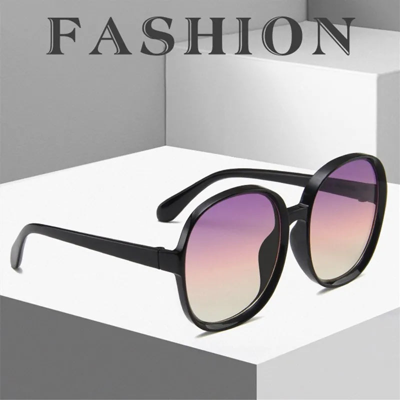 Women's Classic Big Frame Vintage Round Gradient SunGlasses UV400 Eyewear