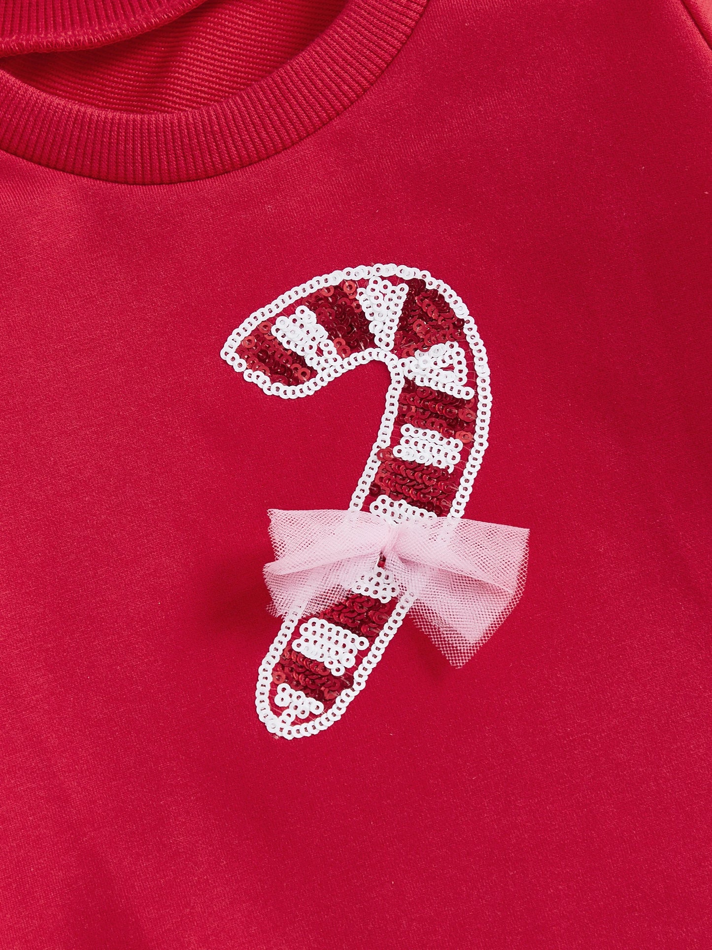 Kids Girls Christmas Outfit Set - Long Sleeve Xmas Embroidery Sweatshirt & Tulle Skirt (0-4Y)
