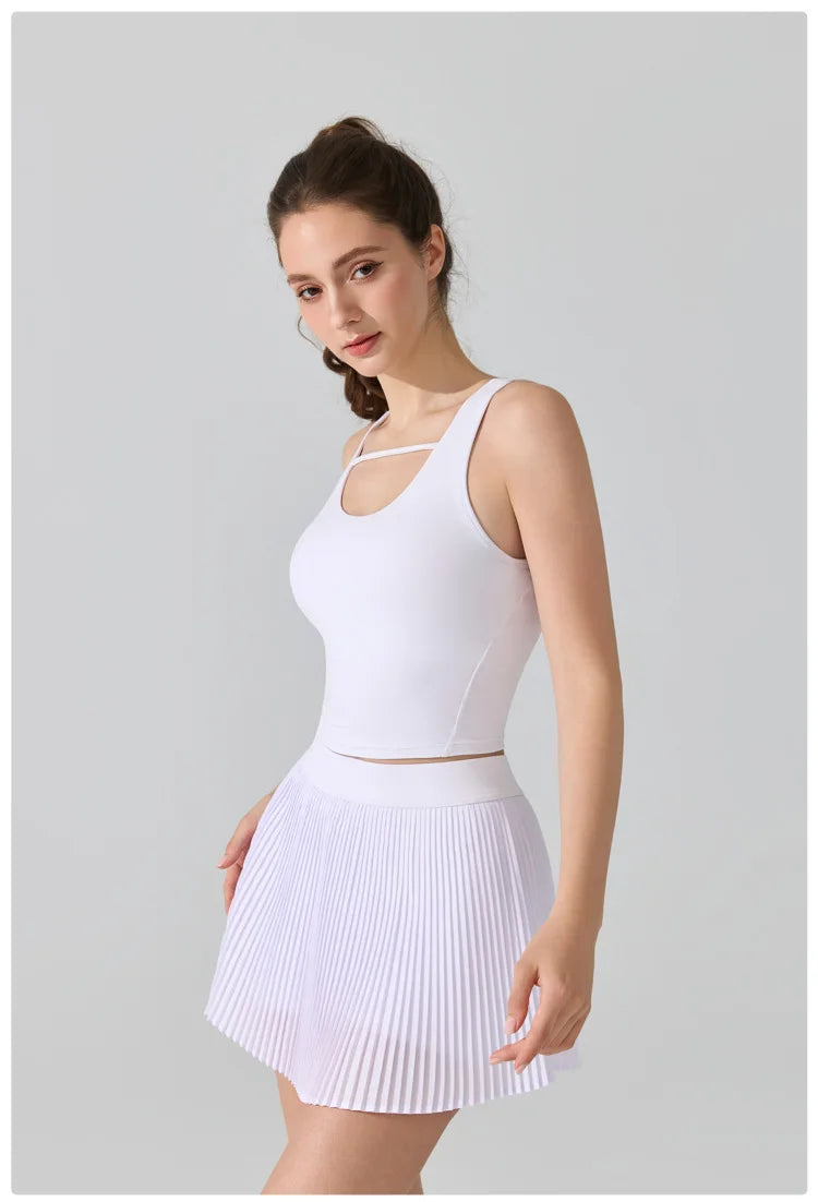 Women's Two-Piece Fitness Set - Yoga Top & Tennis Skirt Workout Outfit