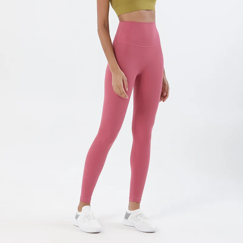 High Waist Nylon Yoga Leggings - Breathable Fitness Tights