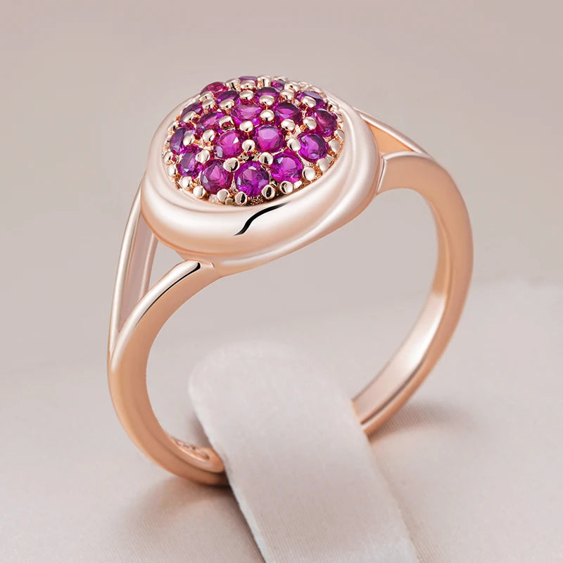Stunning Red Zircon Wedding Ring - Rose Gold