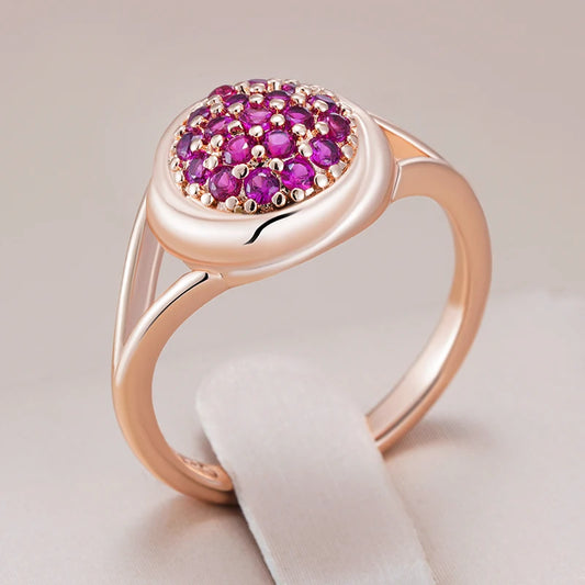 Stunning Red Zircon Wedding Ring - Rose Gold