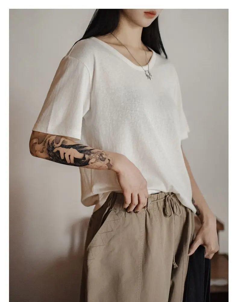 Women's Casual White T-Shirt - Lightweight Loose Fit Summer Top