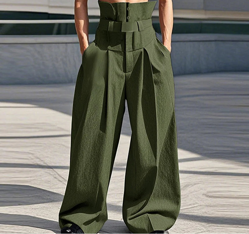 Deconstructed High Waist Wide Leg Trousers