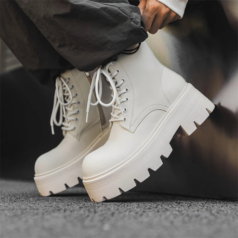 Men’s Platform Lace Up Plush Chunky High Top Ankle Boots