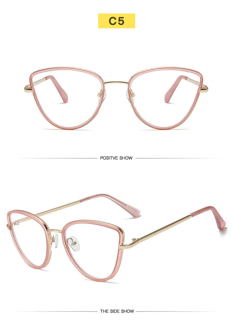 Fashion Cat Eye Eyeglass Frame - Anti Blue Light Prescription Compatible for Women