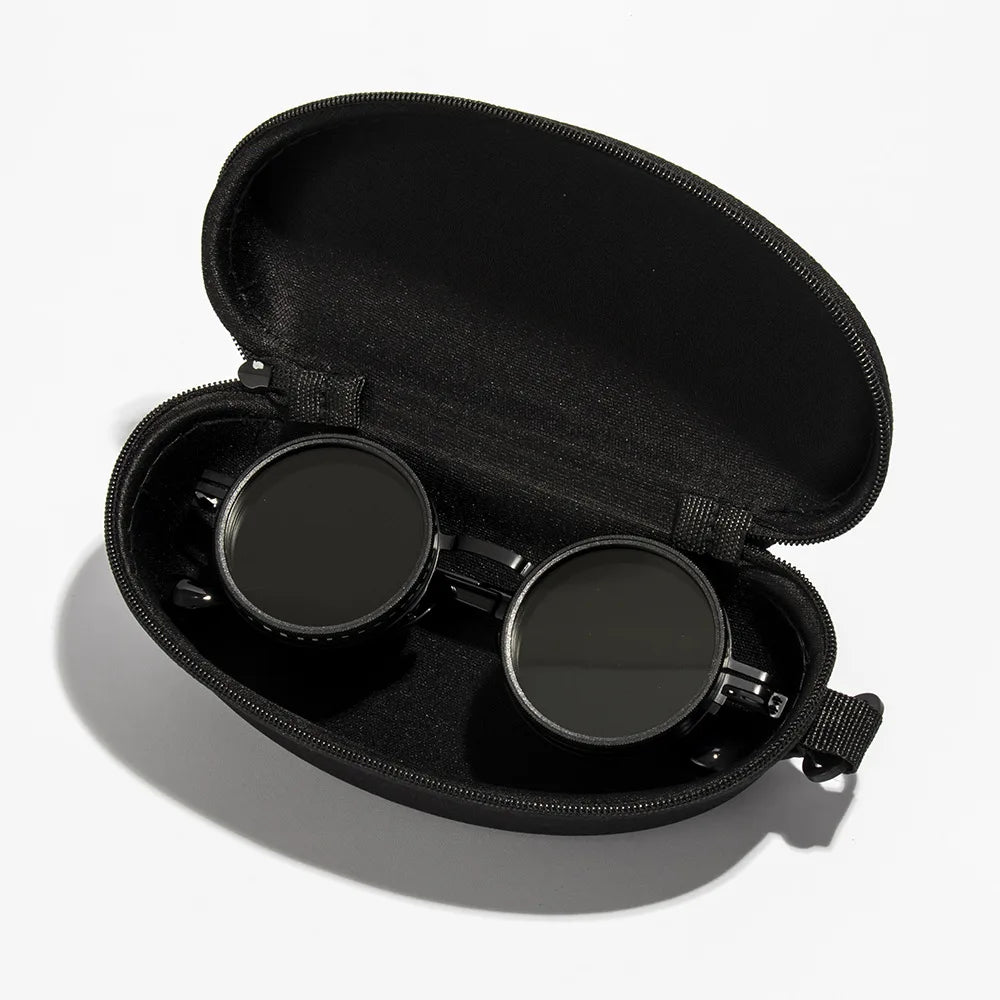 Polarized Round Sunglasses - ND9 Adjustable Dimming Retro Punk Fishing Eyewear UV400
