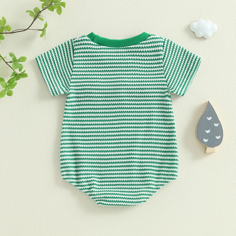 Baby Waffle Truck Embroidery Romper - Stripe Print Summer Jumpsuit (0-18M)