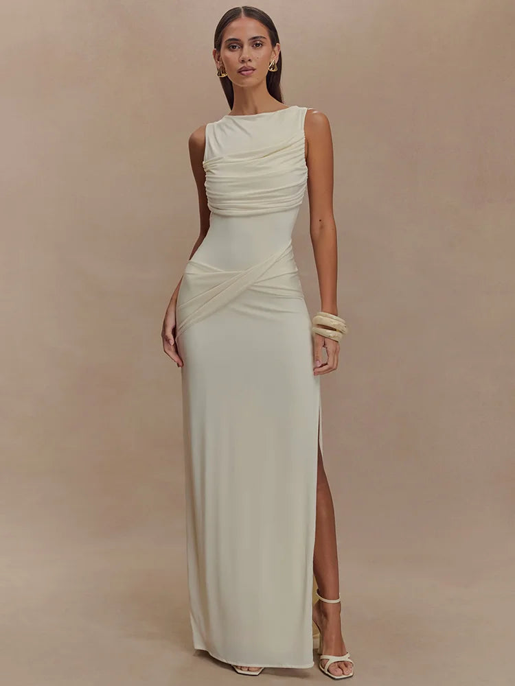 Backless Knit Tank Maxi Dress