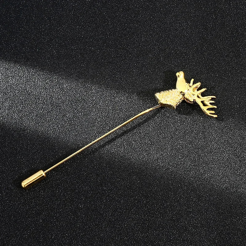 Vintage Metal Leaf Flower Brooch - Gold Tone Lapel Pin for Women & Men