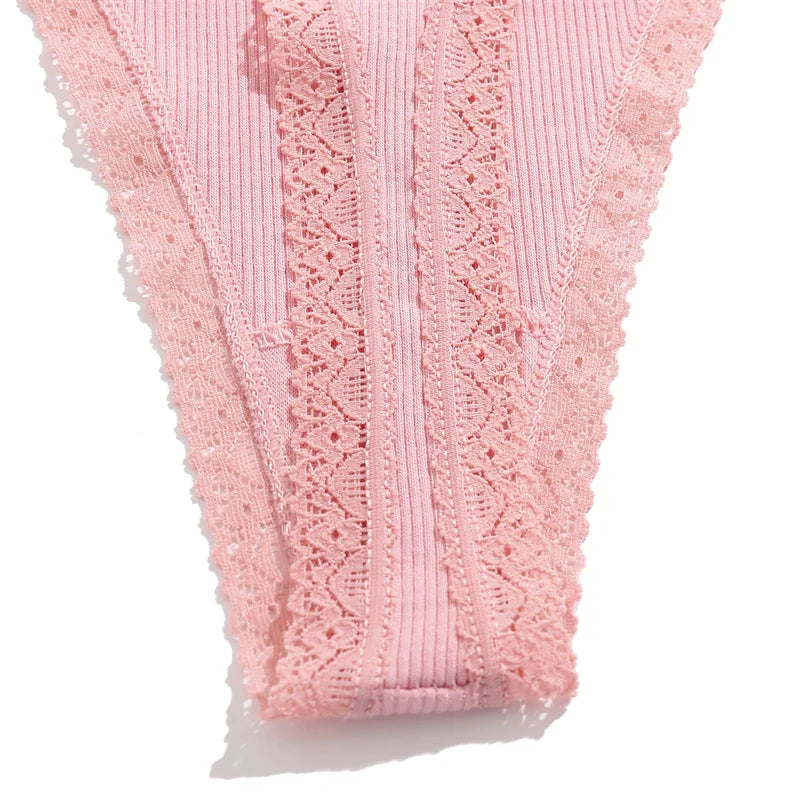 Women's Cotton Thongs 4-Piece Set - Adjustable Waistband Low-Rise Underwear