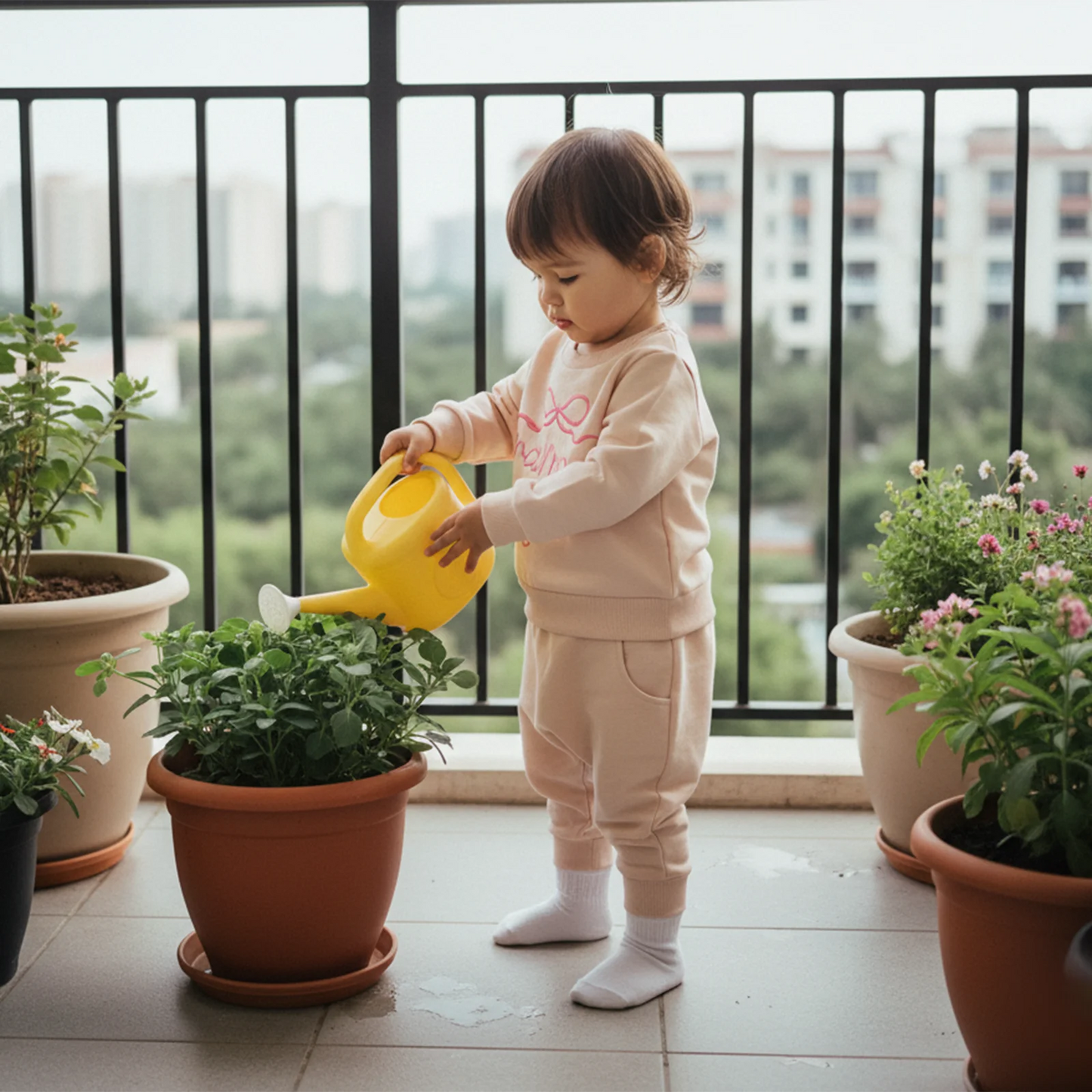 Toddler Baby Girls Outfit Set - Bow Letter Embroidered Sweatshirt & Pants 0-3Y