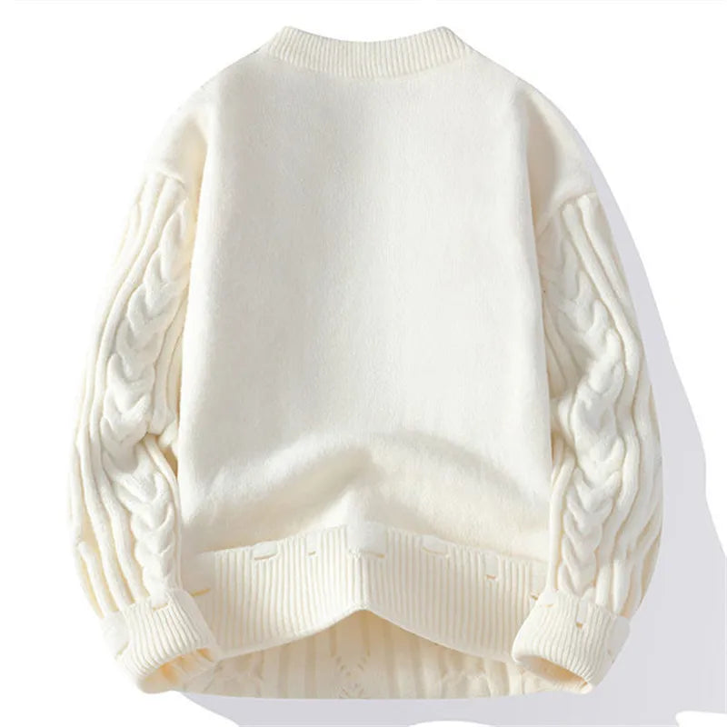 Men's Round-Neck  Knitted Pullover Loose Sweater