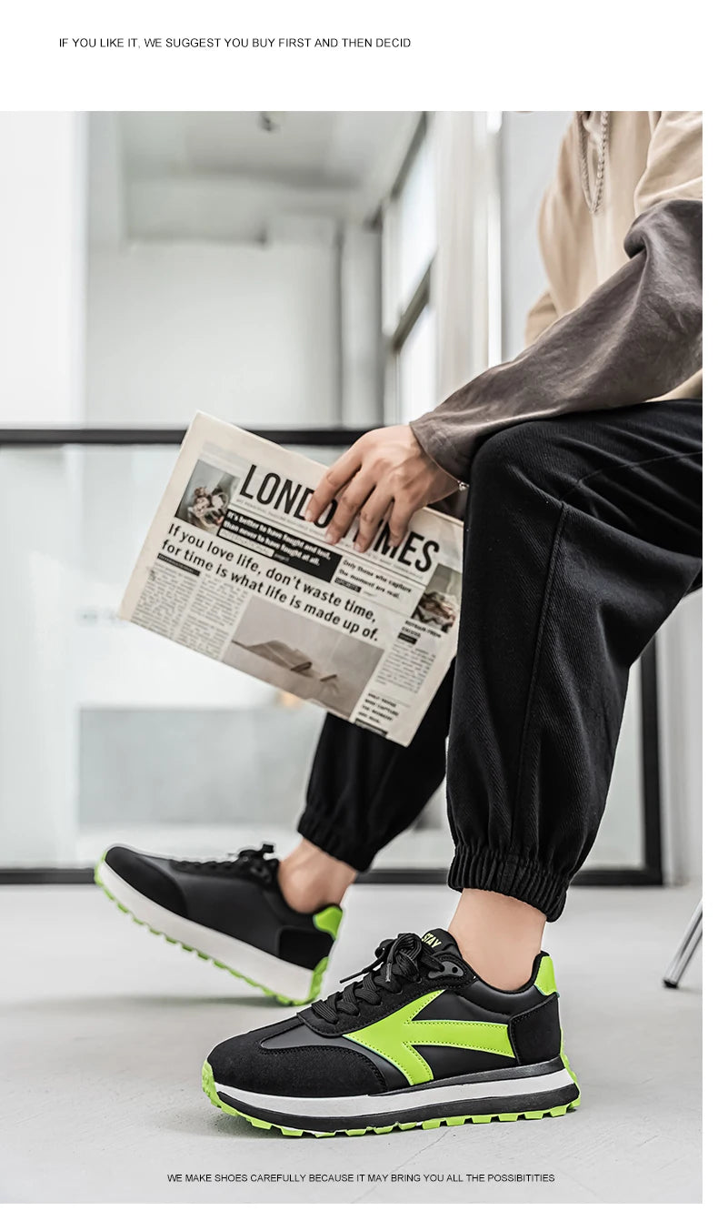 Men's Casual Sneakers Breathable Running Sport Shoes Tennis Sneakers Lace Up Platform Trainers Shoes