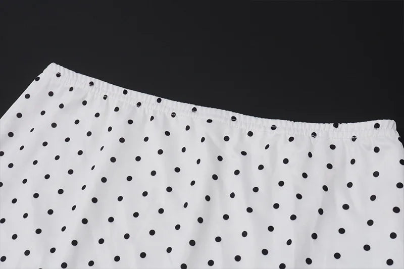 Women'Polka Dot Off Shoulder Two Piece Club Outfit Set