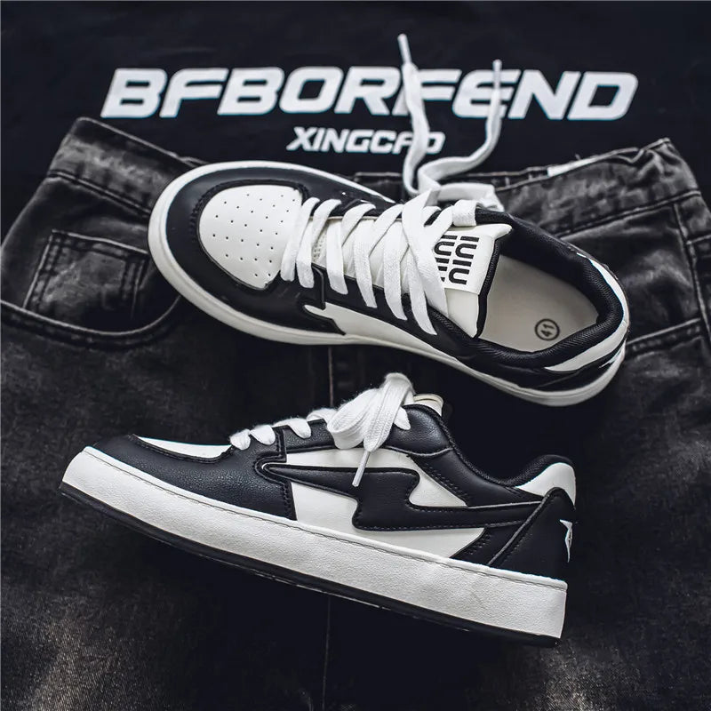 Men's Casual Sneakers Lightning Design Platform Skateboard Shoes Tennis Sports Shoes Outdoor Comfortable Vulcanized Sneakers