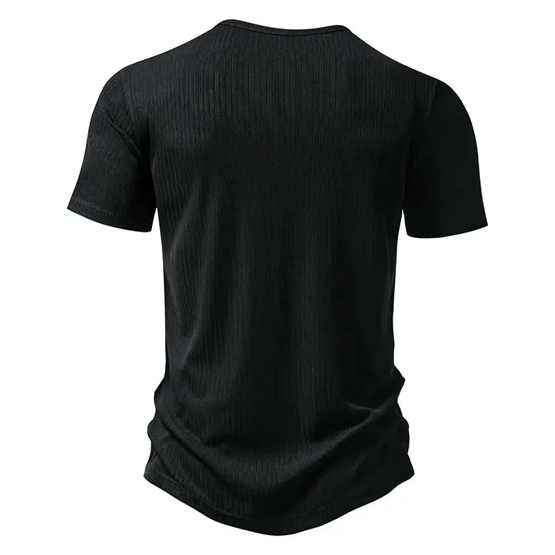 Men's Summer Henry Collar  Short Sleeve Smart Casual T-Shirt