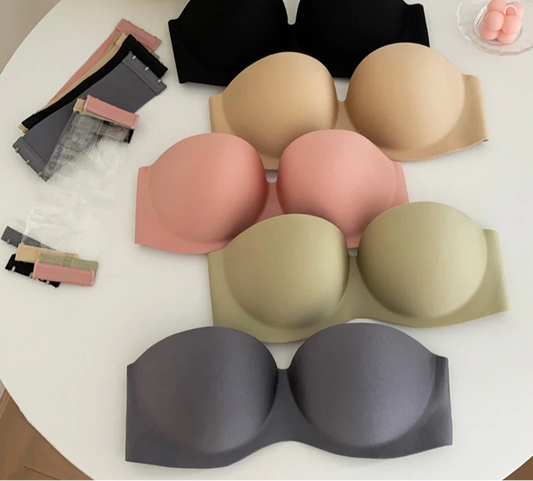 Women's Strapless Bras Wireless Bralette Soft Underwear Seamless Bras Invisible Bra With 2pcs Straps