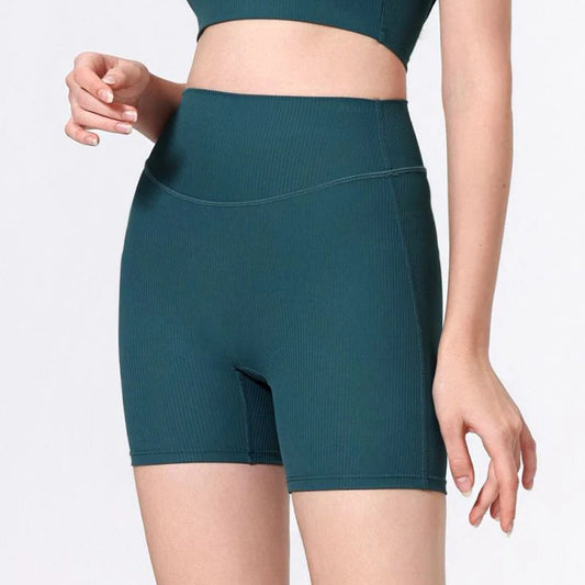 Women's Ribbed Yoga Shorts - Slim Fit Quick Dry Athletic Shorts for Gym & Running