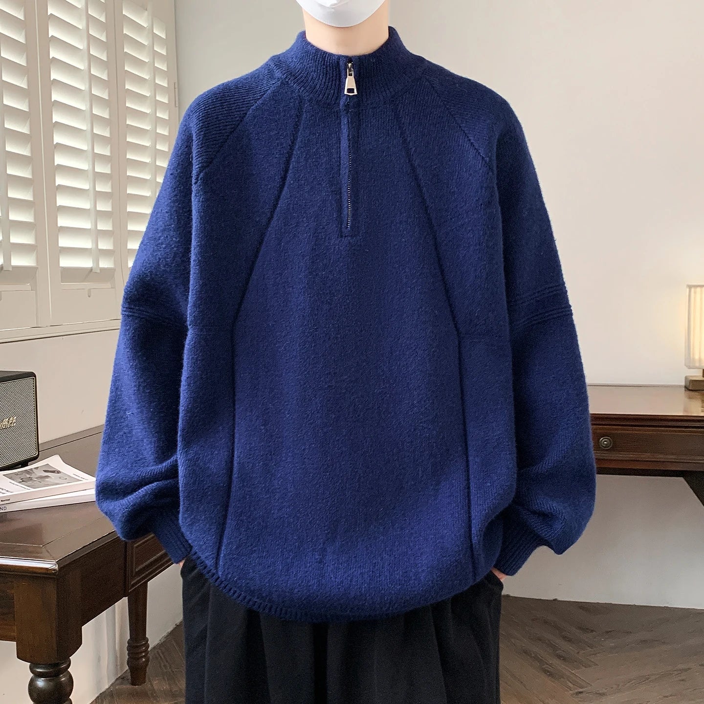 Loose Knit Half Zipper Pullover Sweater