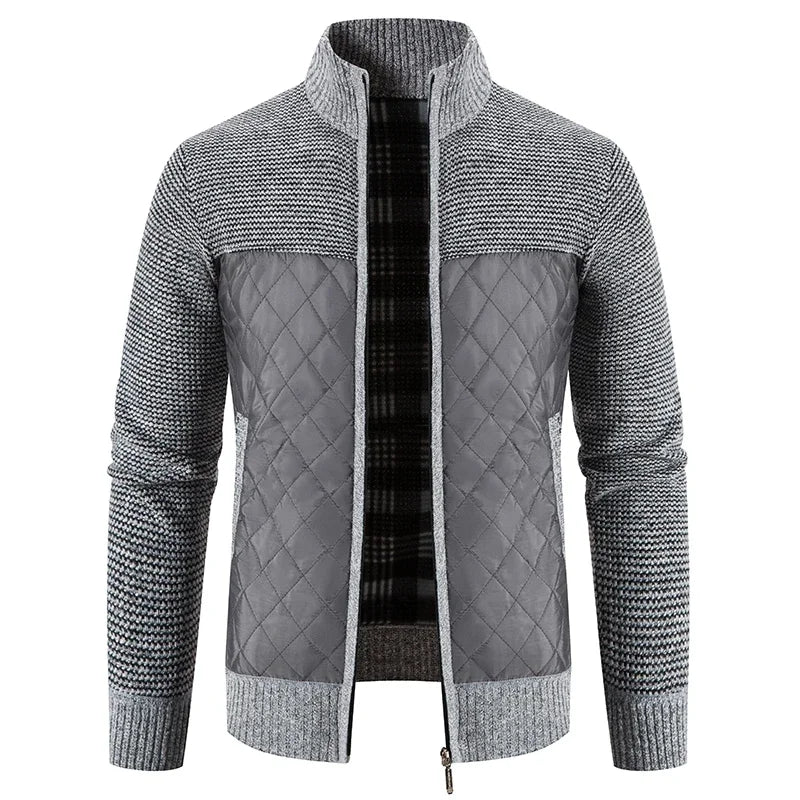Men's Cardigan Sweater - Patchwork Warm Knitted Coat