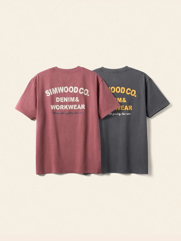 Men's Premium Cotton Vintage Letter Print T-Shirt - Washed Finish Plus Size