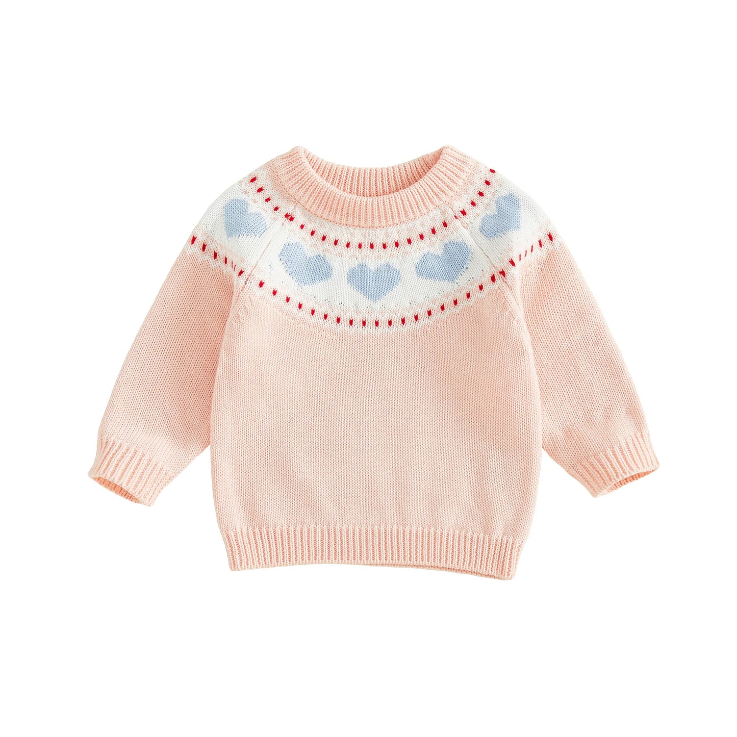 Valentine's Day Heart Pattern Sweater - Toddler & Kids Crewneck Pullover