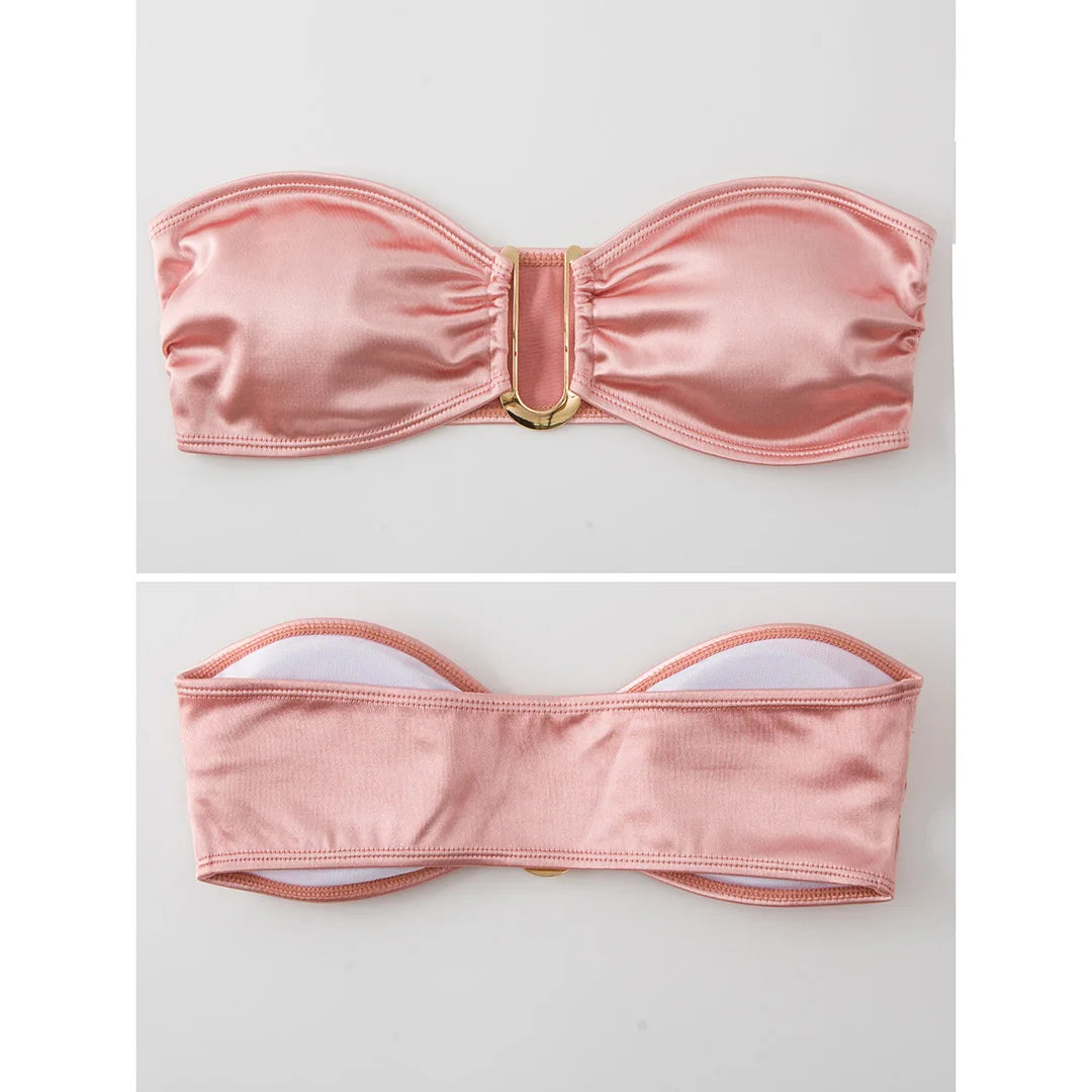 Women's Bandeau Bikini Women Swimwear Female Swimsuit Two-pieces Bikini set Padded Bather Bathing Suit Swim V4647
