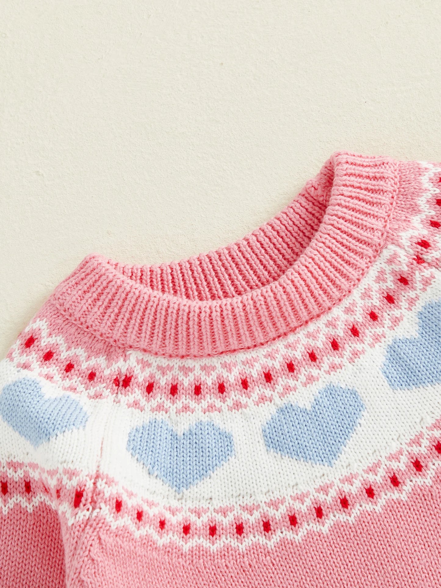 Valentine's Day Heart Pattern Sweater - Toddler & Kids Crewneck Pullover