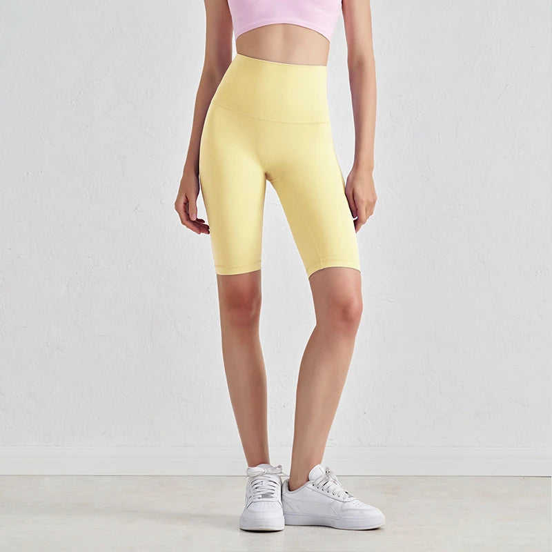 High Waist Gym Shorts - Women's Yoga Cycling Shorts with No T-Line