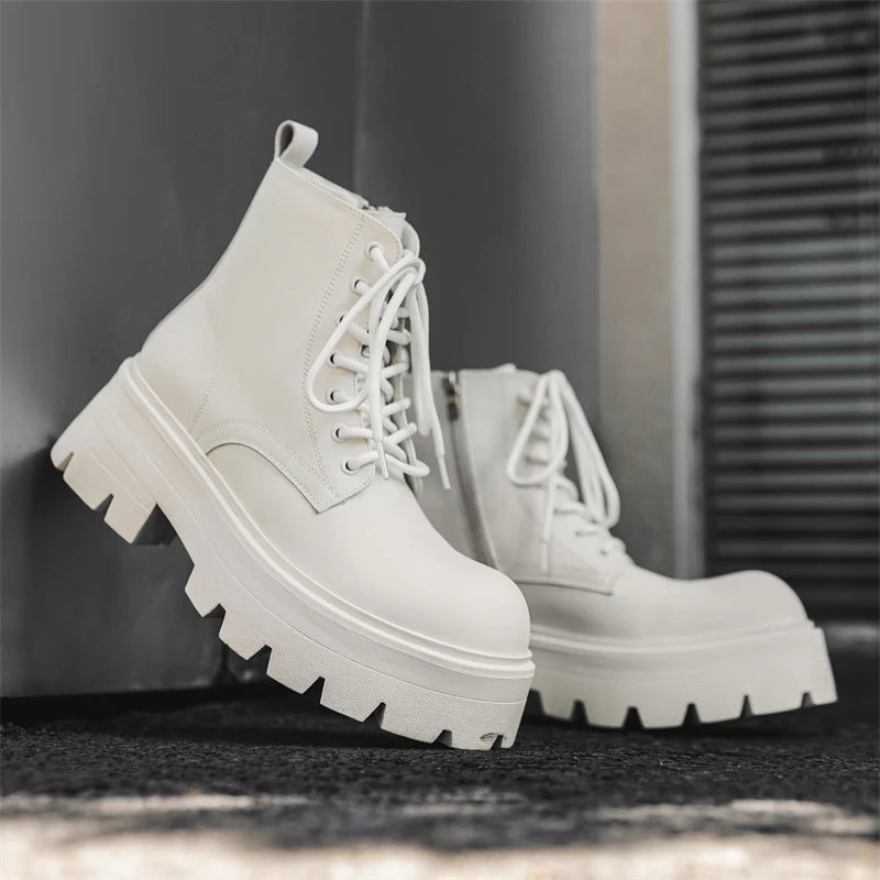 Men’s Platform Lace Up Plush Chunky High Top Ankle Boots