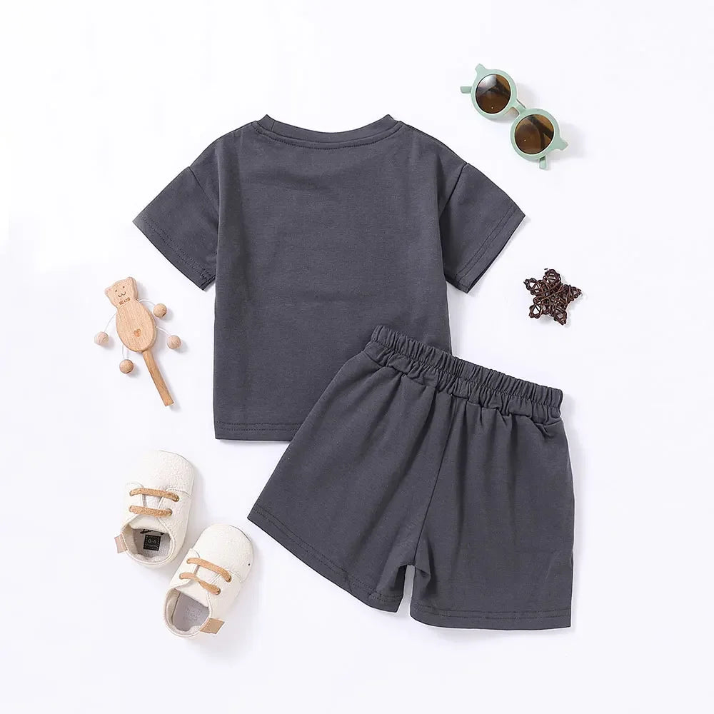 2PCS Children's Cotton Short Sleeve Set