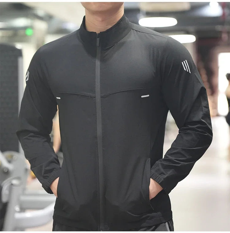 Men's Ice Silk Thin Sports Running Coat  Fitness  Jacket