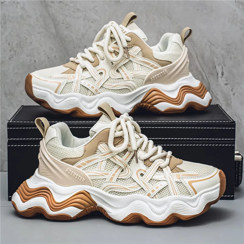 Men's Casual Platform Breathable Sports Shoes Lace Up Sneakers