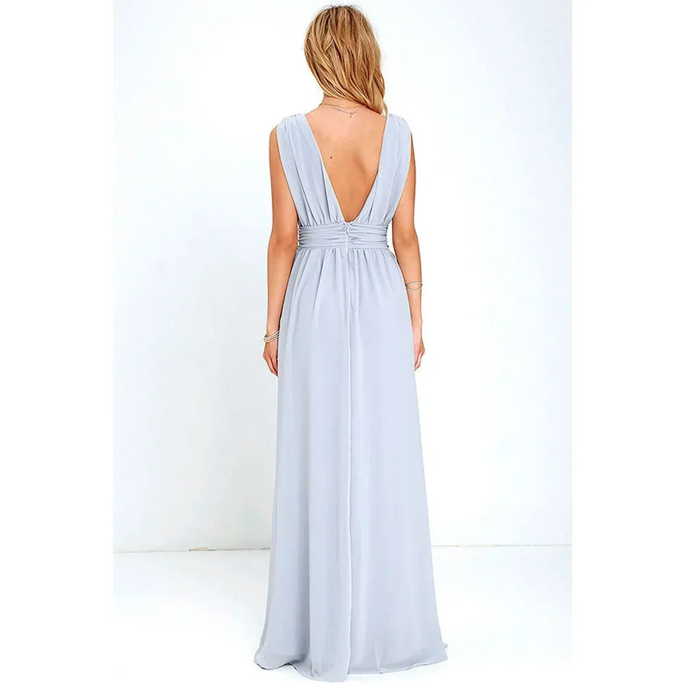 Women Backless Mesh Long  maxi Summer Dress