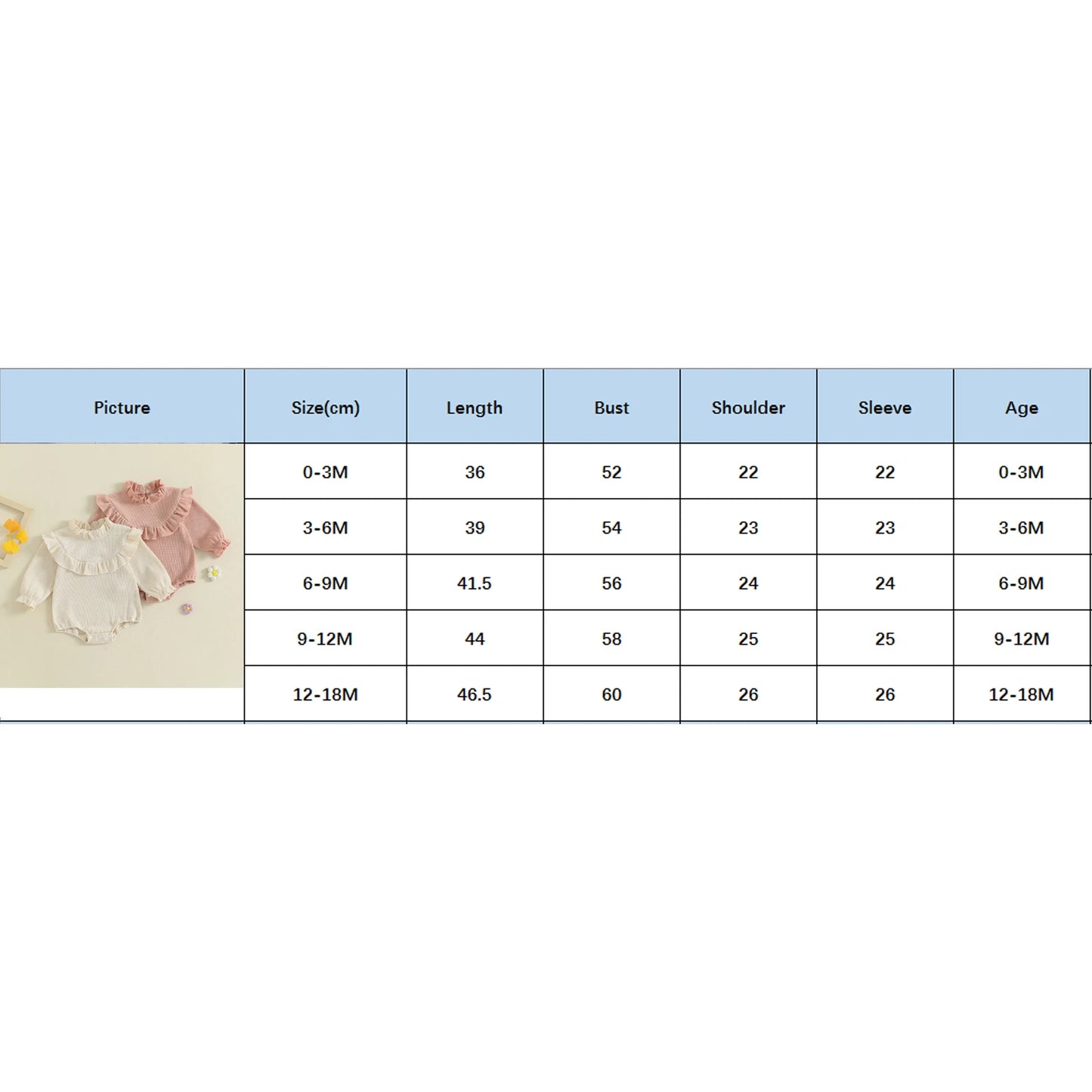 Newborn Baby Girls Waffle Romper - Long Sleeve Mock Neck Ruffled Jumpsuit