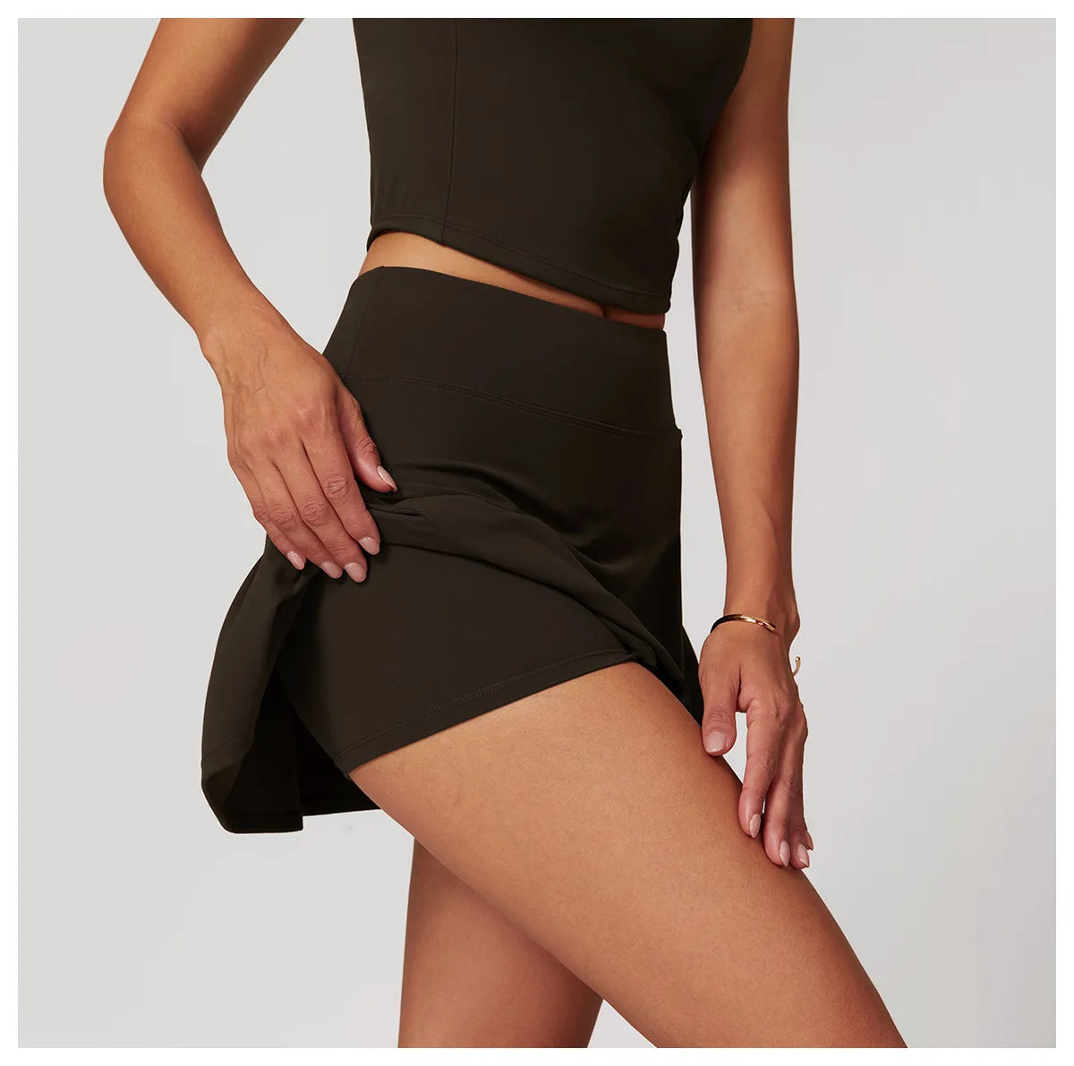 High Waist Sports Skirt - Quick Dry Yoga Skirt with Lined Shorts