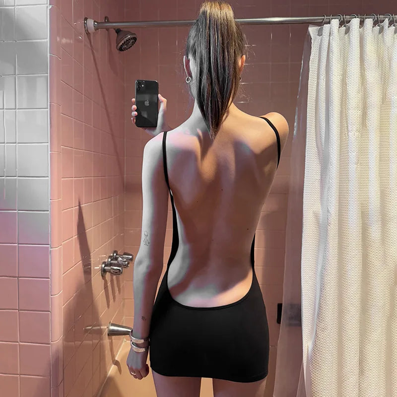 Spaghetti Strap Mini Dress - Backless Bodycon Party Dress