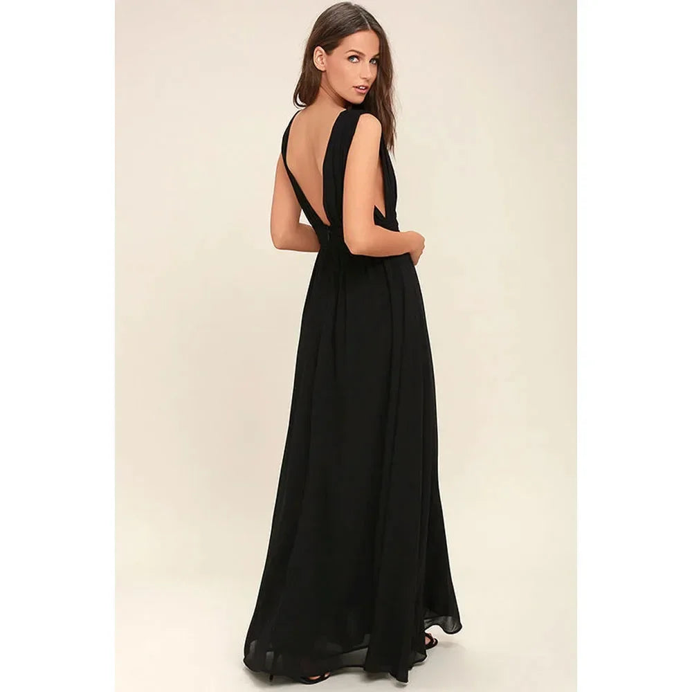 Women Backless Mesh Long  maxi Summer Dress