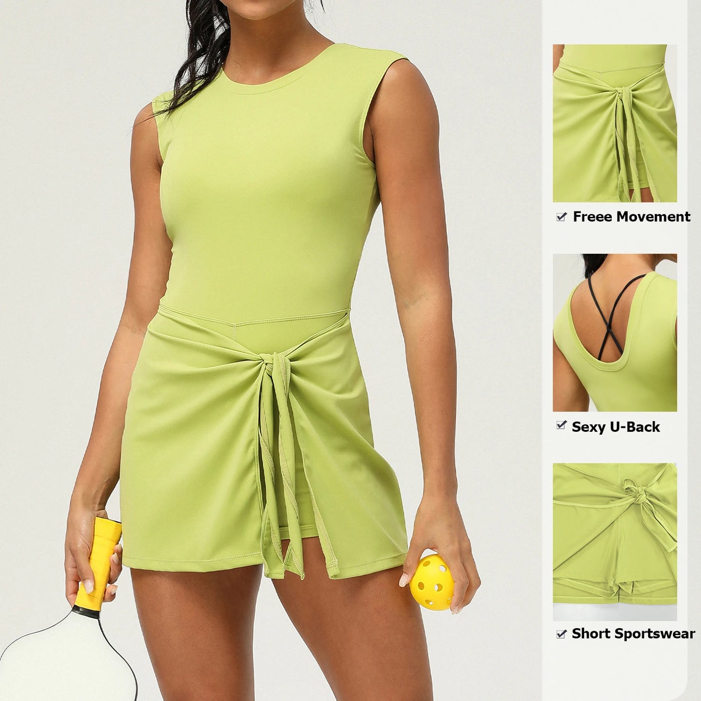 Women's Summer Short Sportswear Solid Colour Outdoor Gym Running Suit 2 In 1 Tennis Breathable Quick Dry Yoga SportsWear
