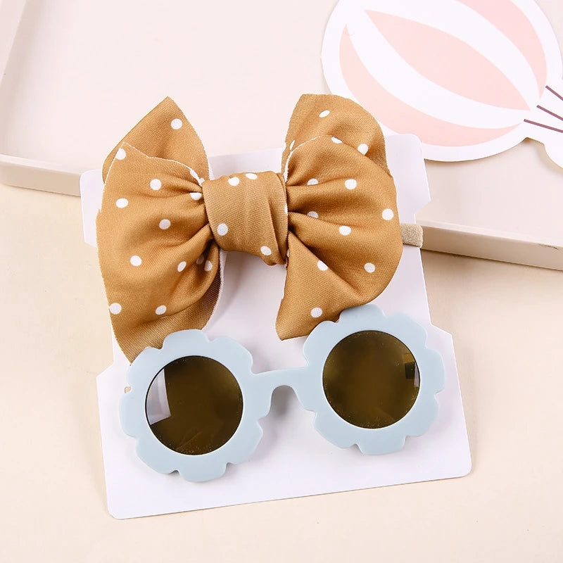 Kids Girls Sunglasses Headband 2pcs Sets Lightweight Sunglasses for Toddler