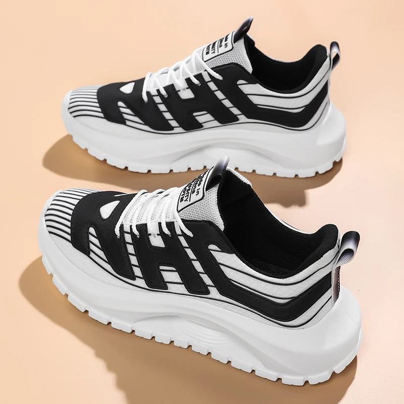 Men's Casual Sneakers Breathable Lace Up Platform Trainers Shoes