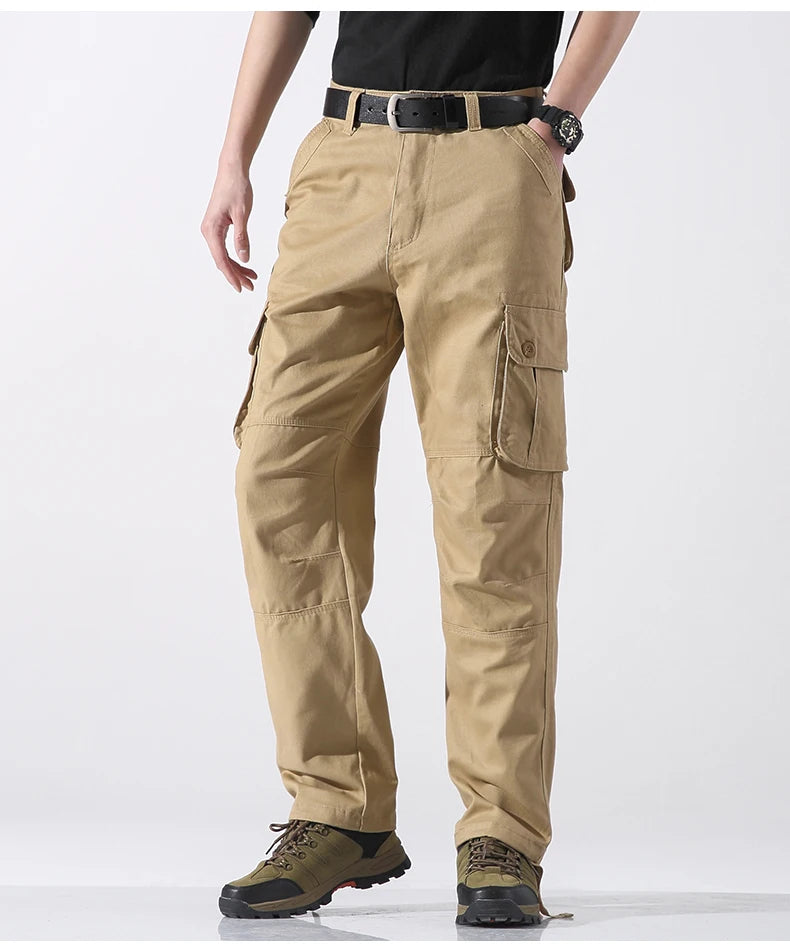 Spring Autumn Cotton Cargo Pants - Multiple Pockets Casual Trousers