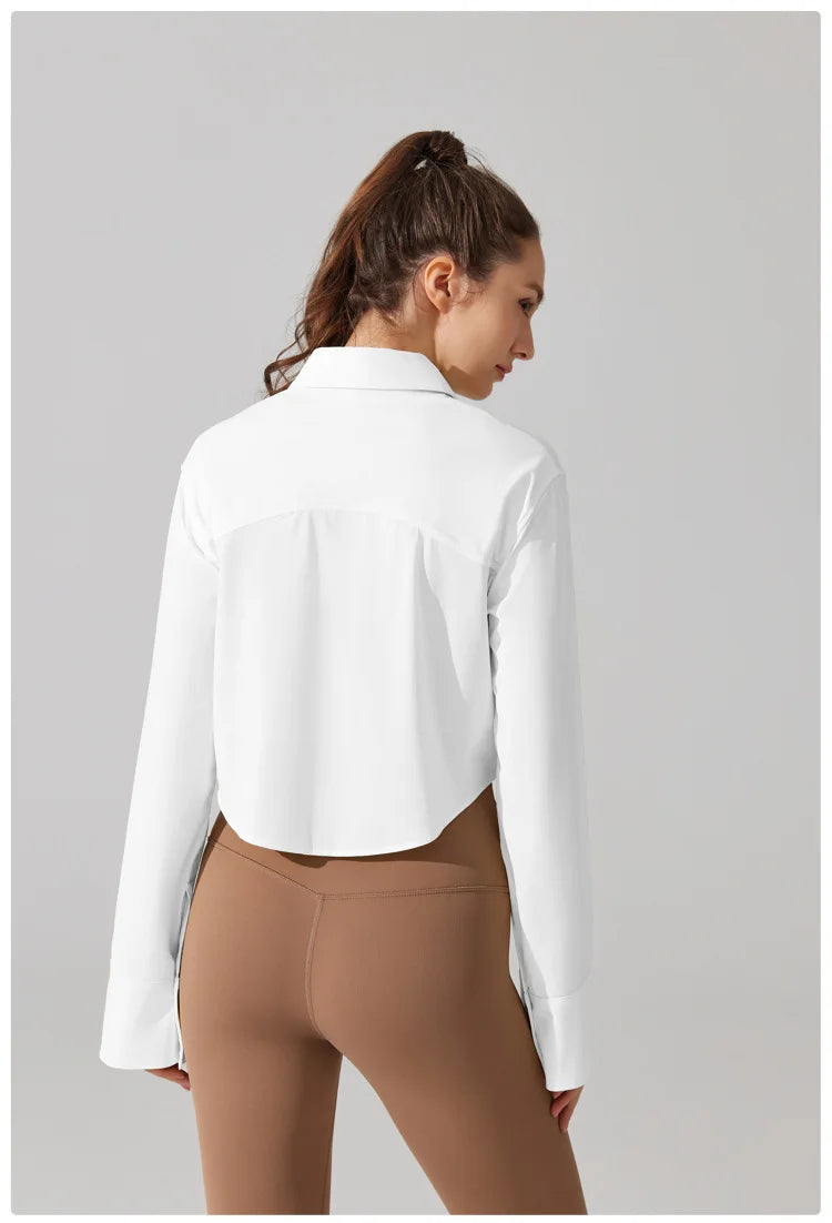 Women's UPF50+ Long Sleeve Yoga Shirt - Quick Dry Sun Protection Top