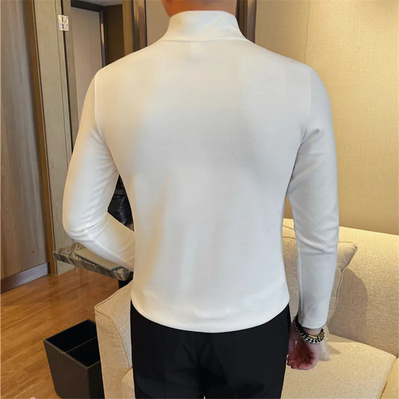 Men's Slim Fit V-Neck Patchwork T-Shirt