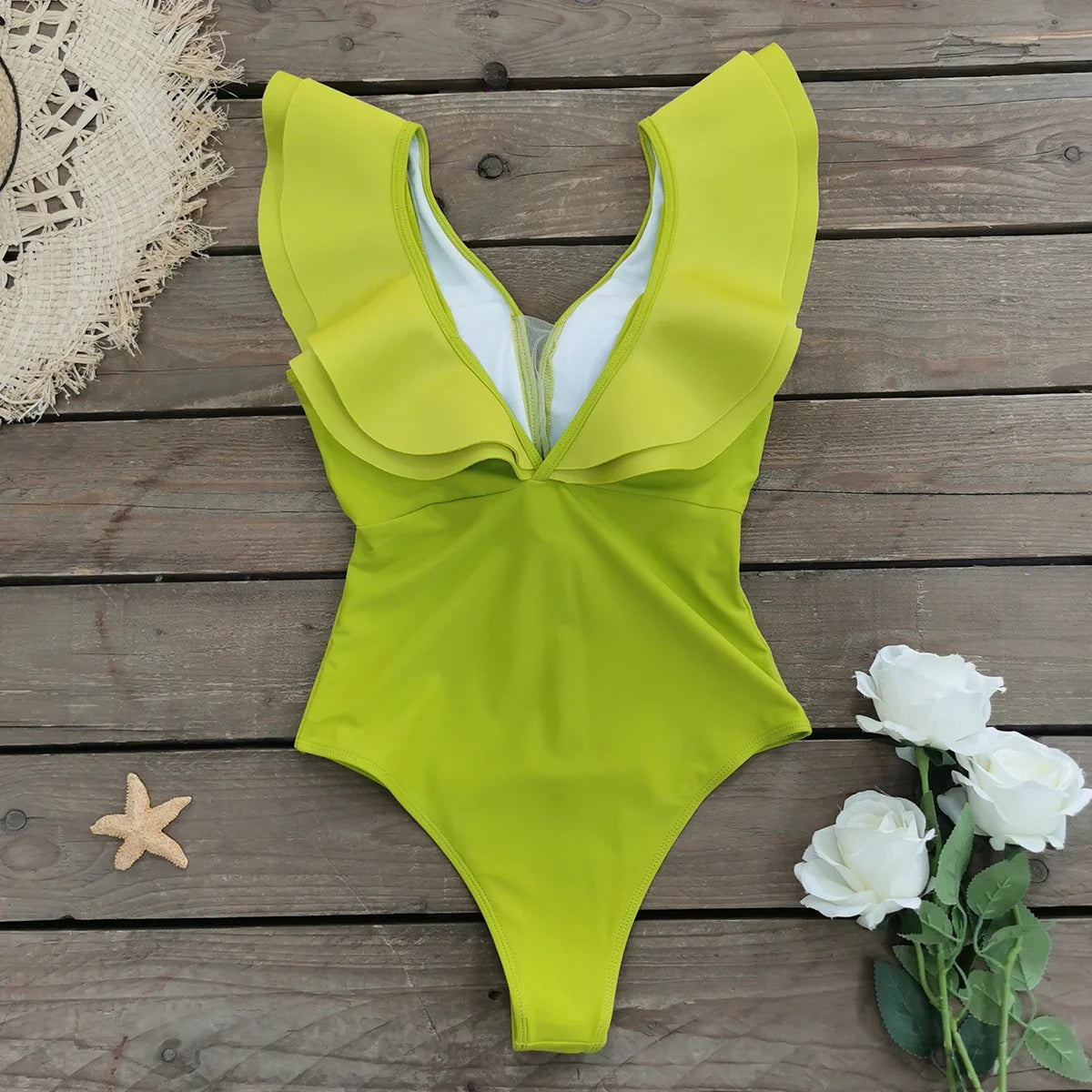 Women's  Ruffle Print Floral One Piece Swimsuit