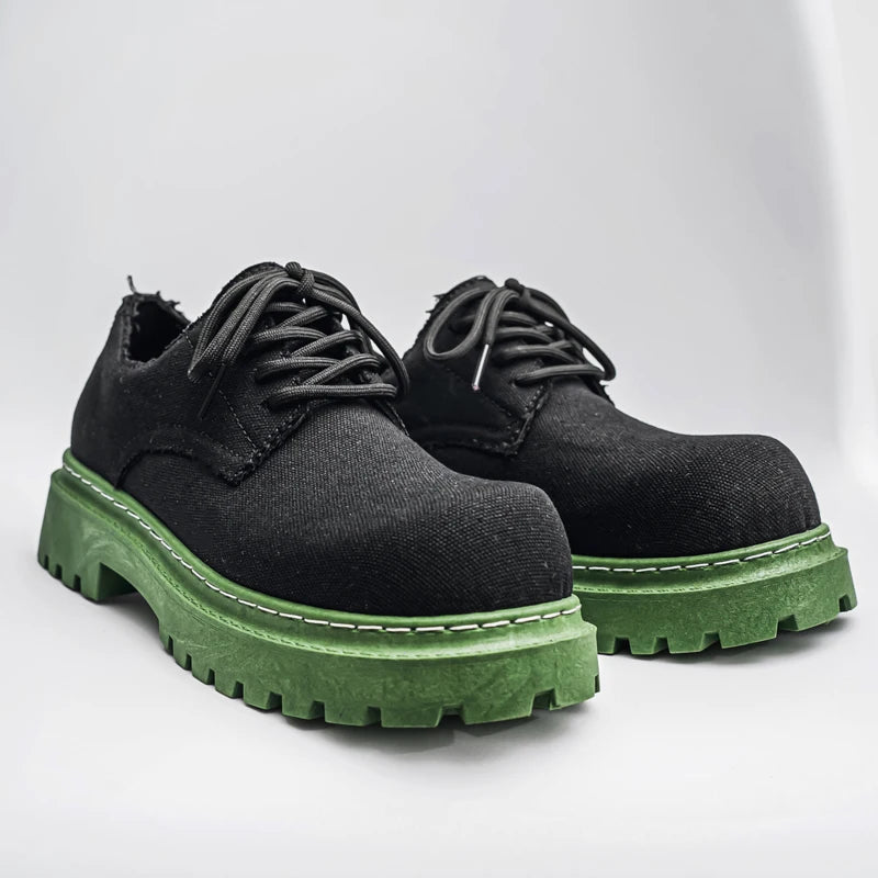 Men's Platform Denim Lace-up  Derby Shoes