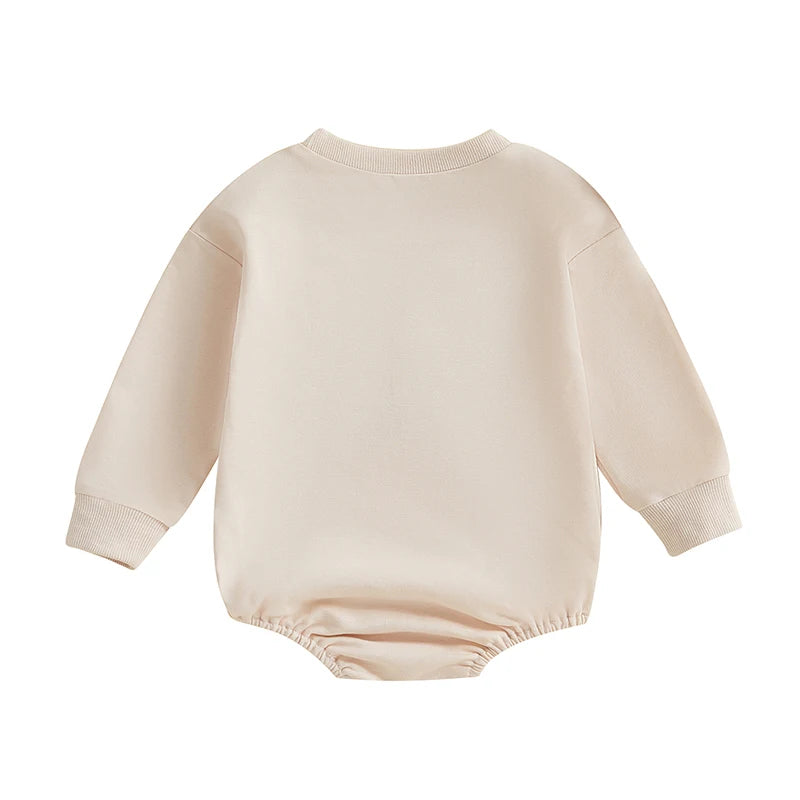 Baby Sweatshirt Romper - Letter Embroidered Long Sleeve Jumpsuit for Boys & Girls
